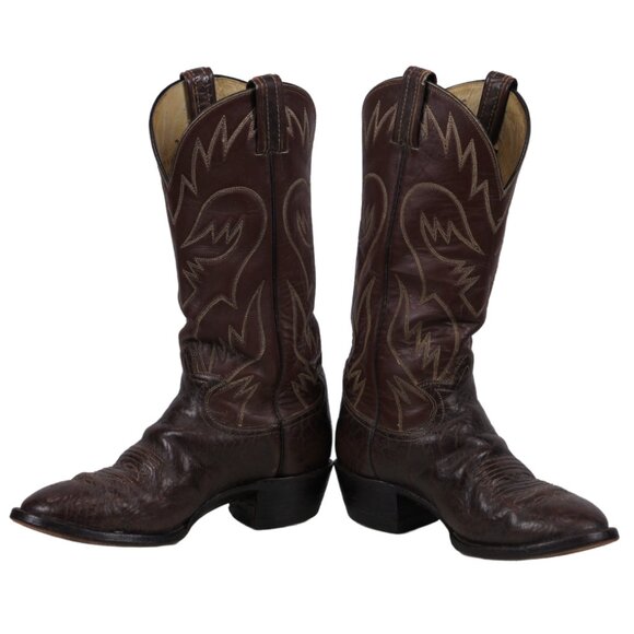 Hondo Brown Leather Cowboy Western Boots Retro Stitch Vintage US Made Men 7.5 EE - Picture 3 of 11